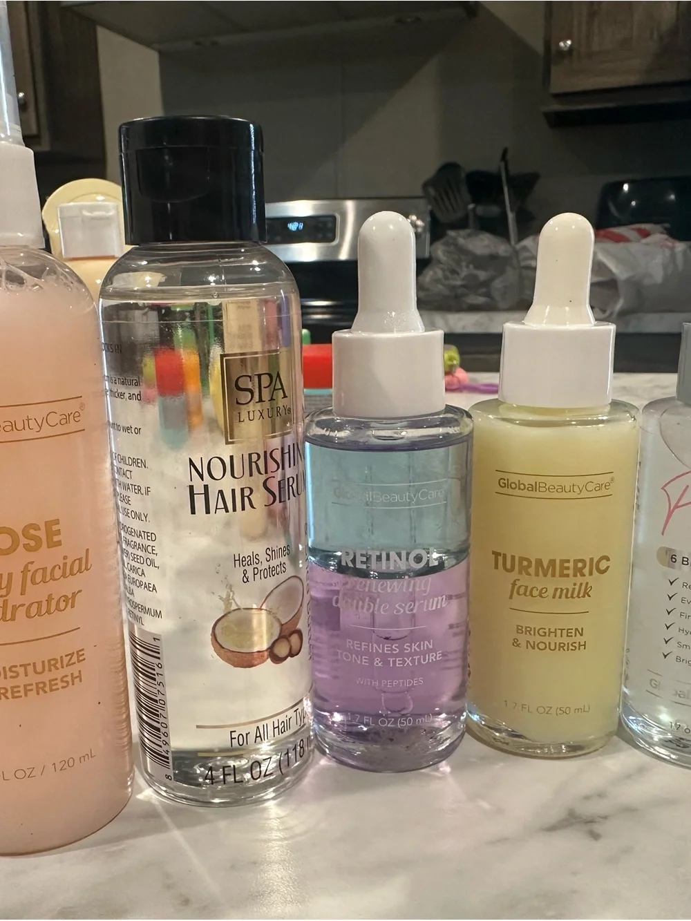 Bundle of hair serums & face care